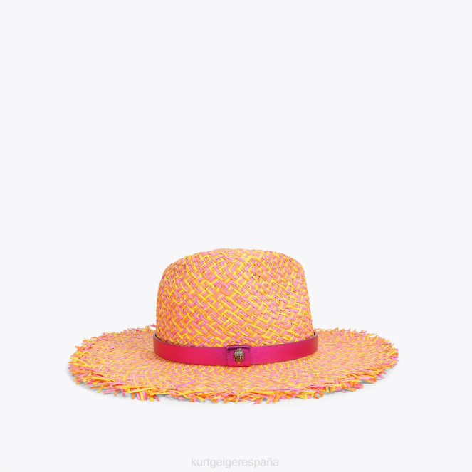 Kurt Geiger mujer sombrero fedora de paja london con flecos 2LPR474 | accesorios combinación rosa